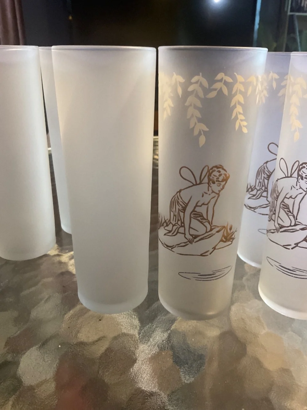 MCM Libbey Nymph Frosted Tom Collins glasses